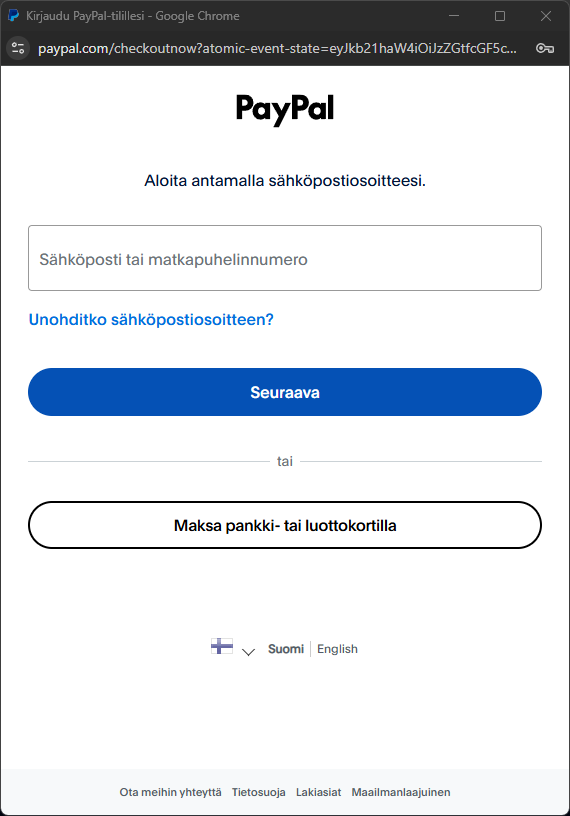 PayPal login